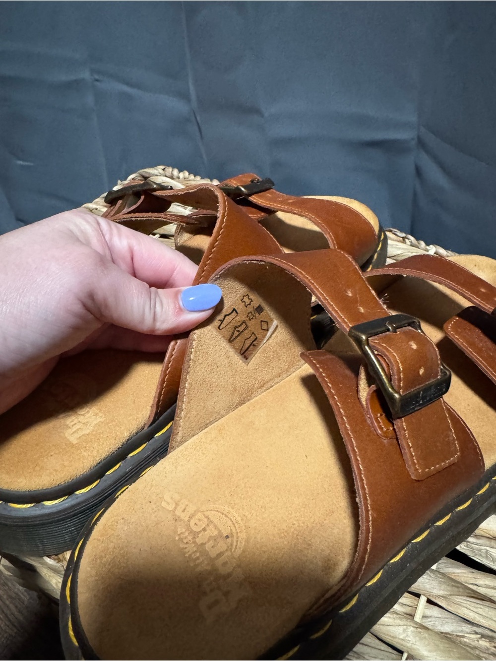 Men's Dr. Martens Brown Leather Double-Buckle Slide Sandals - Picture 6 of 8
